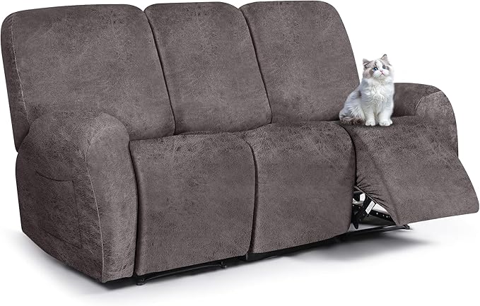 ANARACHON Leather Look Recliner Couch Cover, 8-Pieces Stretch Recliner Sofa