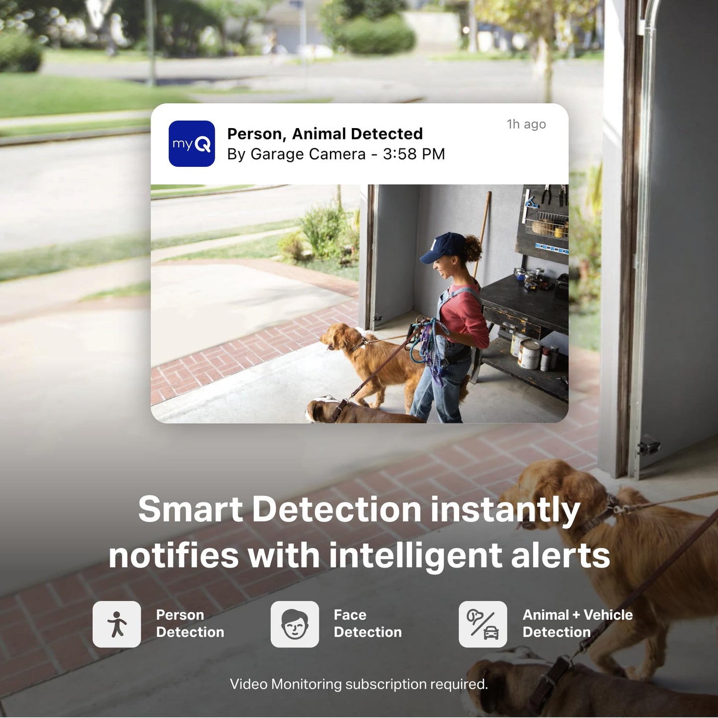 myQ Smart Garage Security Camera – 1080p HD Video, Night Vision, Motion Detection, Magnetic, Wi-Fi, Two-Way Audio, Smartphone Control
