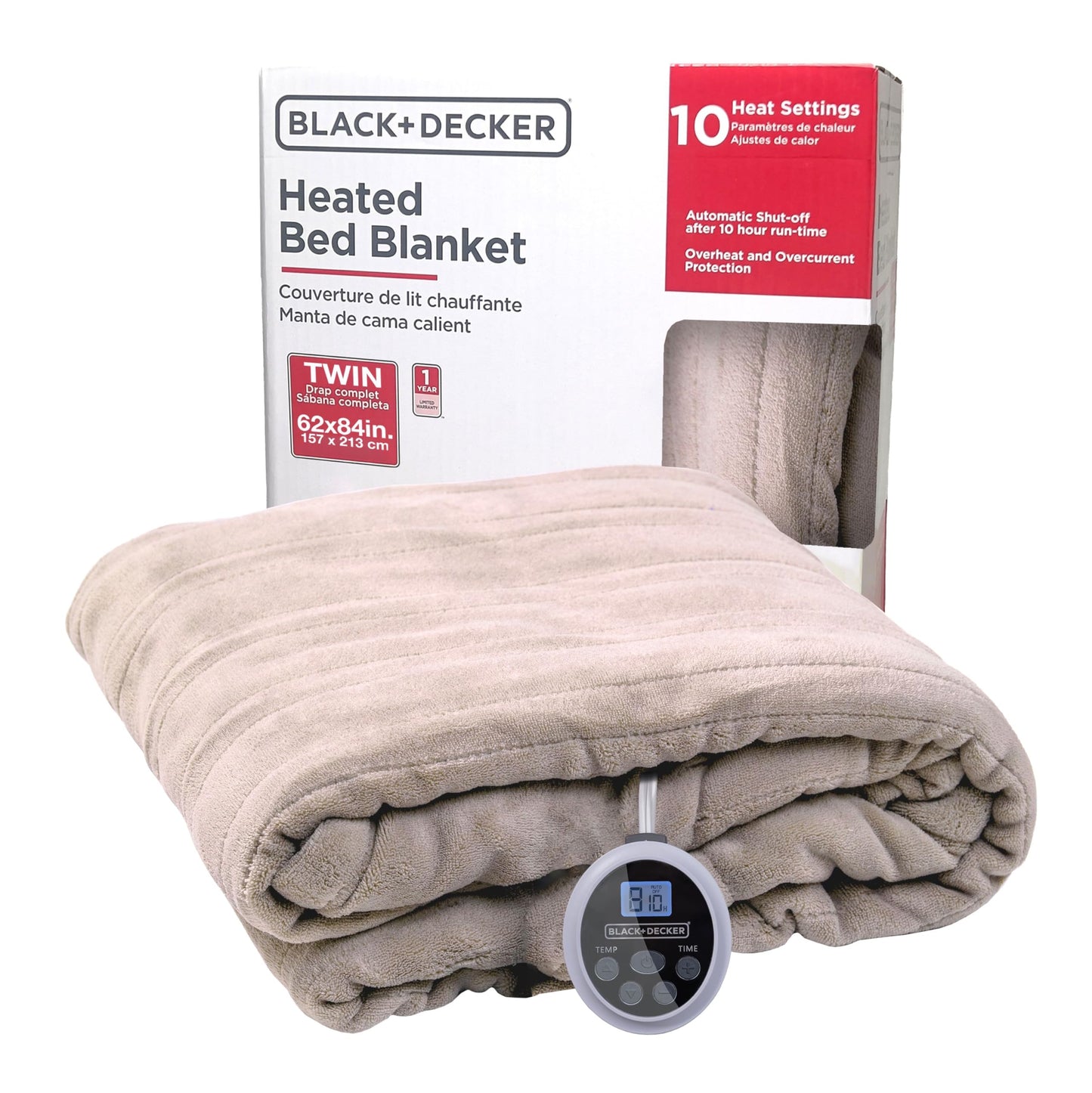 BLACK+DECKER Heated Blanket Electric Throw, Fleece Electric Blanket, Heating Blanket with 4 Heating Levels, 3H Timer, Auto Shutoff, Fast Heating (50x60 inches, Maroon)