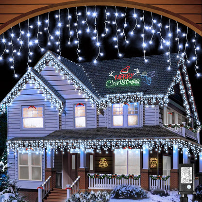 Icicle Christmas Lights Outdoor, 66ft 640 LED Icicle Lights for Outside, Plug in Twinkle Lights Indoor with 8 Modes Timer Waterproof for House Holiday Decor Wedding Christmas Decorations (Cool White)