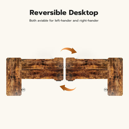 Acrolix L Shaped Electric Standing Desk - 59x40 Inch Reversible Corner Sit Stand Desk with Hook&Cup Holder,Electric Height Adjustable Table,for Home Office Gaming Computer Desk, Rustic Brown