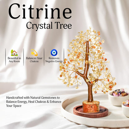 YATSKIA Citrine Tree | Gemstone Money Tree Feng Shui | Good Luck Crystals | Shelf Decor for Bedroom | Crystal Desk Decor | Healing Gift | Birthday Gifts for Women | 10 Inch