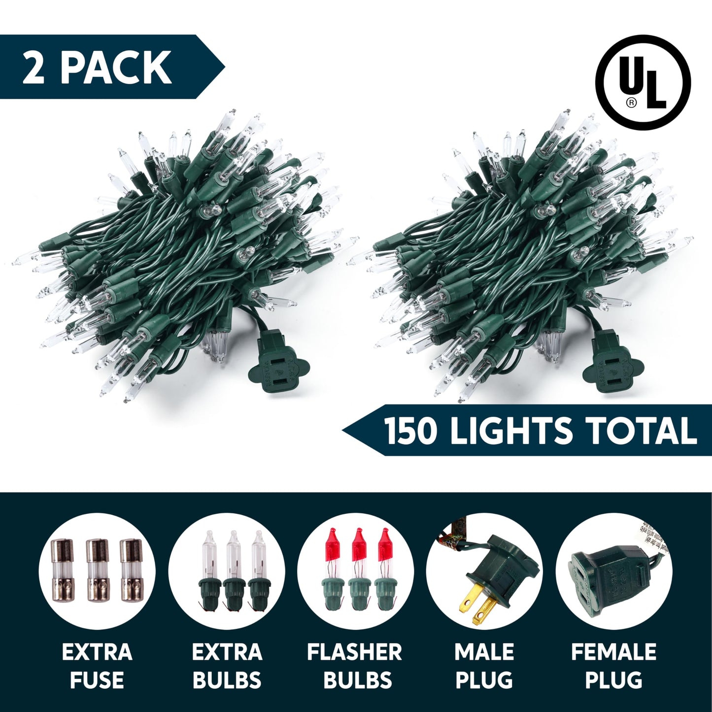 Joiedomi Clear Christmas String Lights Indoor,300(2x150) Mini Warm White Fairy Light,62.4FT Lighting Decor for Patio Dorm Classroom Bedroom Holiday Wedding Party Garland Birthday Festival,Green Wire