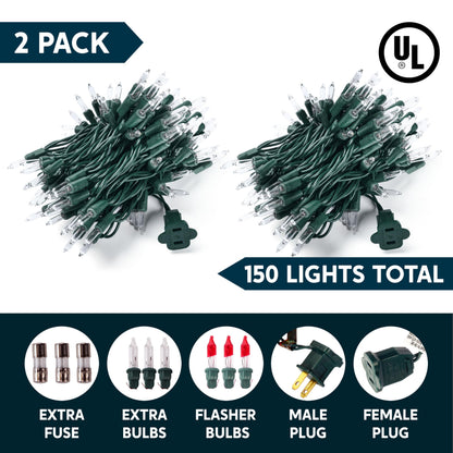 Joiedomi Clear Christmas String Lights Indoor,300(2x150) Mini Warm White Fairy Light,62.4FT Lighting Decor for Patio Dorm Classroom Bedroom Holiday Wedding Party Garland Birthday Festival,Green Wire