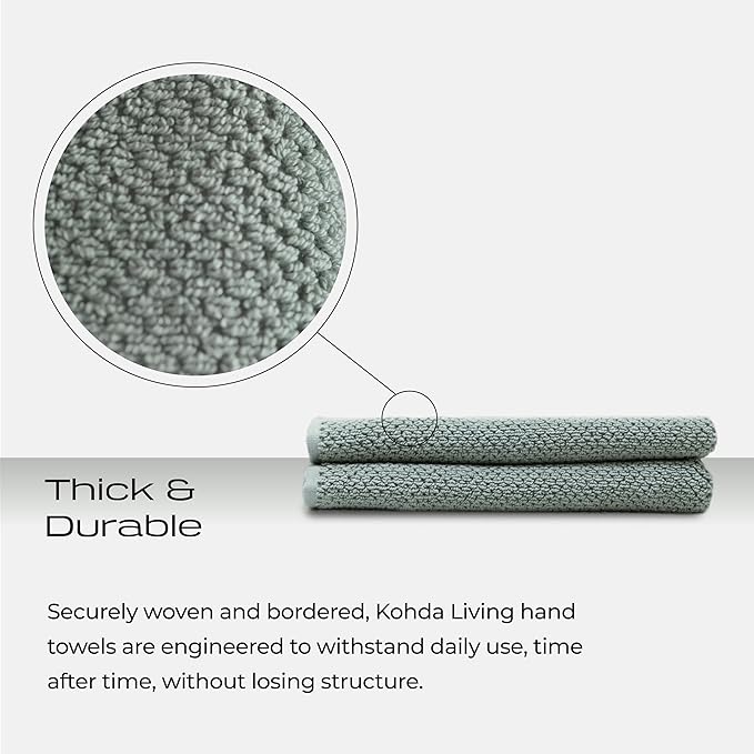 Luxury Silver-Infused Sage Green Hand Towels 2-Pack, 23.6"x17.7"