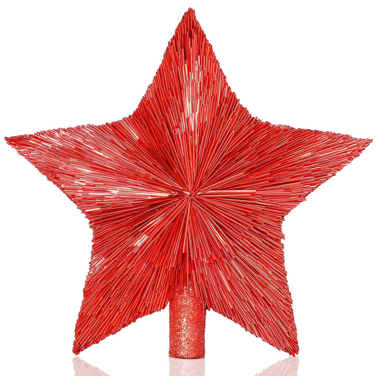 Threehoney 8.3 Inches Christmas Star Tree Topper Glitter Mini Sisal Star for Christmas Small Xmas Tree Top Decoration Ornament for Home Xmas Holiday Gift Decor(Red)