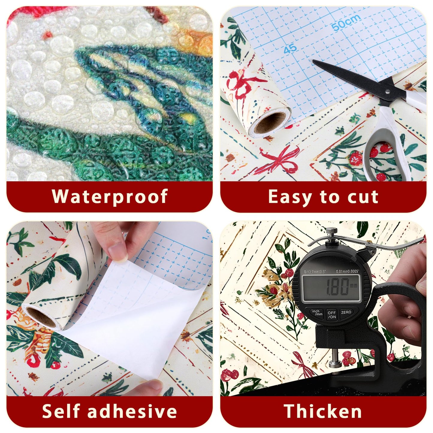Kitico Peel and Stick Wallpaper – Self Adhesive Wall Paper for Walls, Waterproof Removable Contact Paper Roll for Everyday Home Décor & Christmas Gift Wrap Roll 17.3"x196.8"