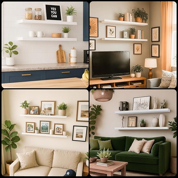 Floating Shelves for Wall, Bathroom Shelves Over Toilet, Wall Shelves & Book