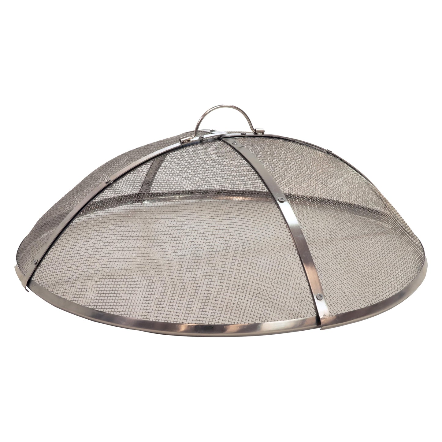 Sunnydaze Round Stainless Steel Spark Screen - Rust-Resistant Heavy-Duty Metal Fire Pit Spark Screen with Handle - 30" Diameter
