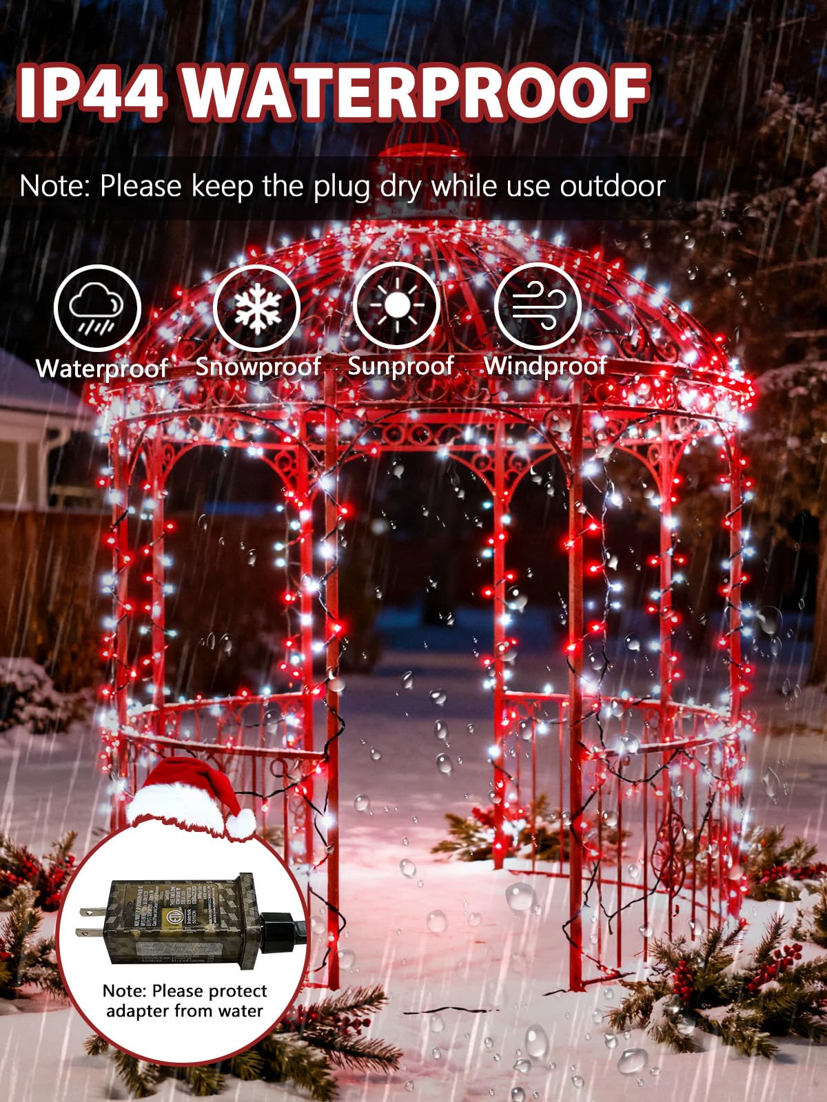 Voice Controlled Christmas Lights with Remote, 99 FT 300 LED String Lights Indoor Outdoor with 12 Modes 3 Timers, Dimmable Twinkle Light Plug in Waterproof for Xmas Tree Party Decor, Red and White
