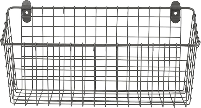 Spectrum Extra Large Wire Wall Mount Storage Basket Industrial Gray, Vintage
