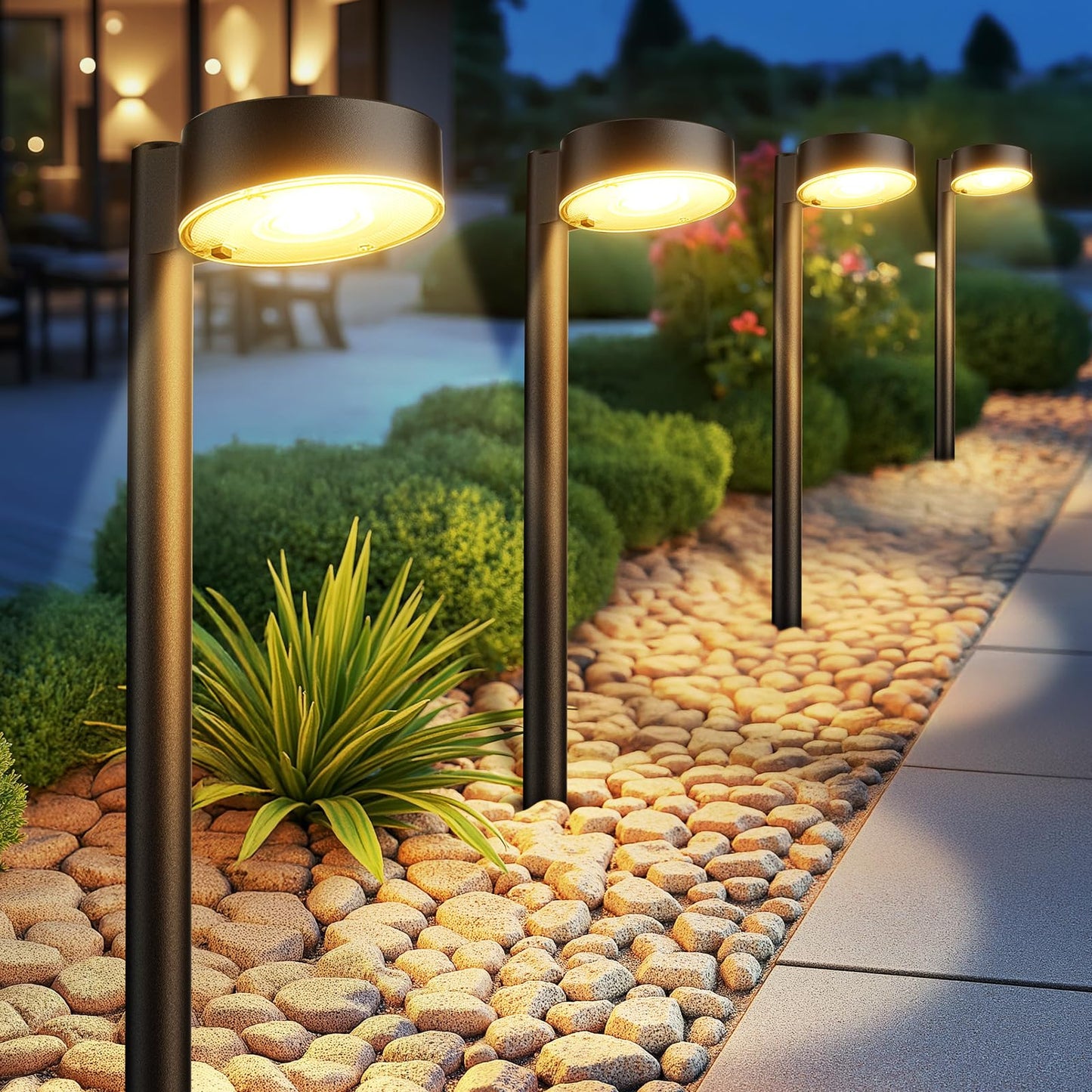Ahaorigin 8 Pack Solar Pathway Lights Outdoor, 12 Brighter LEDs Solar Lights Outdoor Waterproof, Up to 12 Hrs Modern Path Light for Yard Garden Walkway Driveway Lawn, Warm White