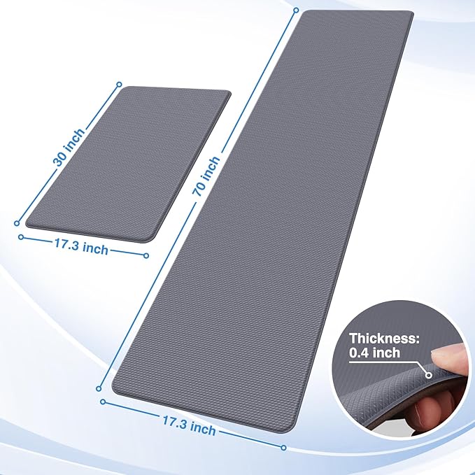 StepRite Kitchen Mats, Kitchen Rugs Sets of 2, Cushioned Anti Fatigue Kitchen