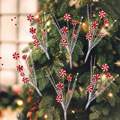 Suncalla 6 Pcs Candy Cane Christmas Tree Picks Red White Artificial Decoration Flower Vase Filler Ornament Christmas Tree Picks for Table Centerpiece DIY Home Wreath Decor