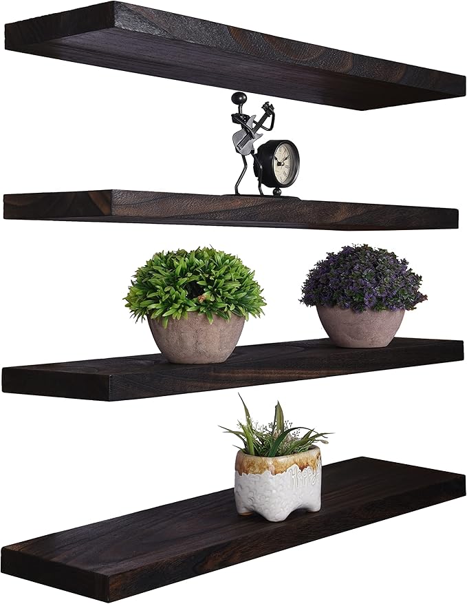YYWUOJJ Wood Floating Shelves for Wall Decor, Rustic Wall Shelves for Bedroom