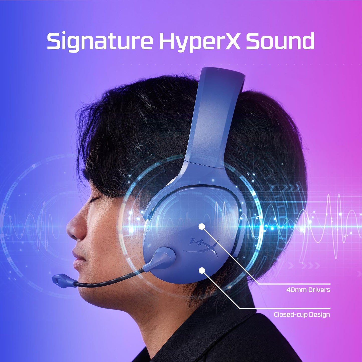 HyperX Cloud Jet – Dual Wireless Gaming Headset, 2.4GHz dongle, Bluetooth 5.3, PC, PS5, Mobile, USB-A – Light Blue
