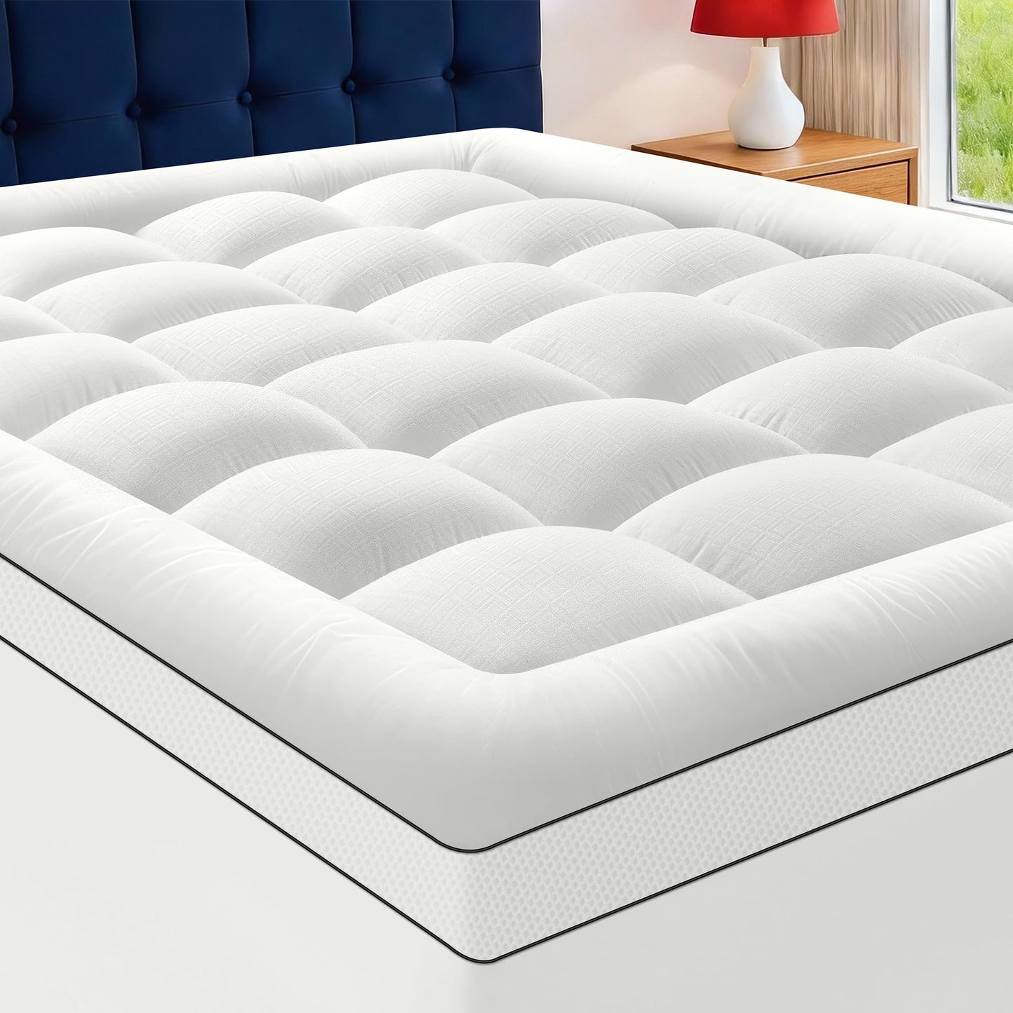 SurChic Twin XL Mattress Topper for Back Pain, Soft Extra Thick Pillow Top Mattress Pad Cover with 1000GSM Down Alternative Filler, Cooling Breathable Plush Bed Topper Protector (8-21" Deep Pocket)