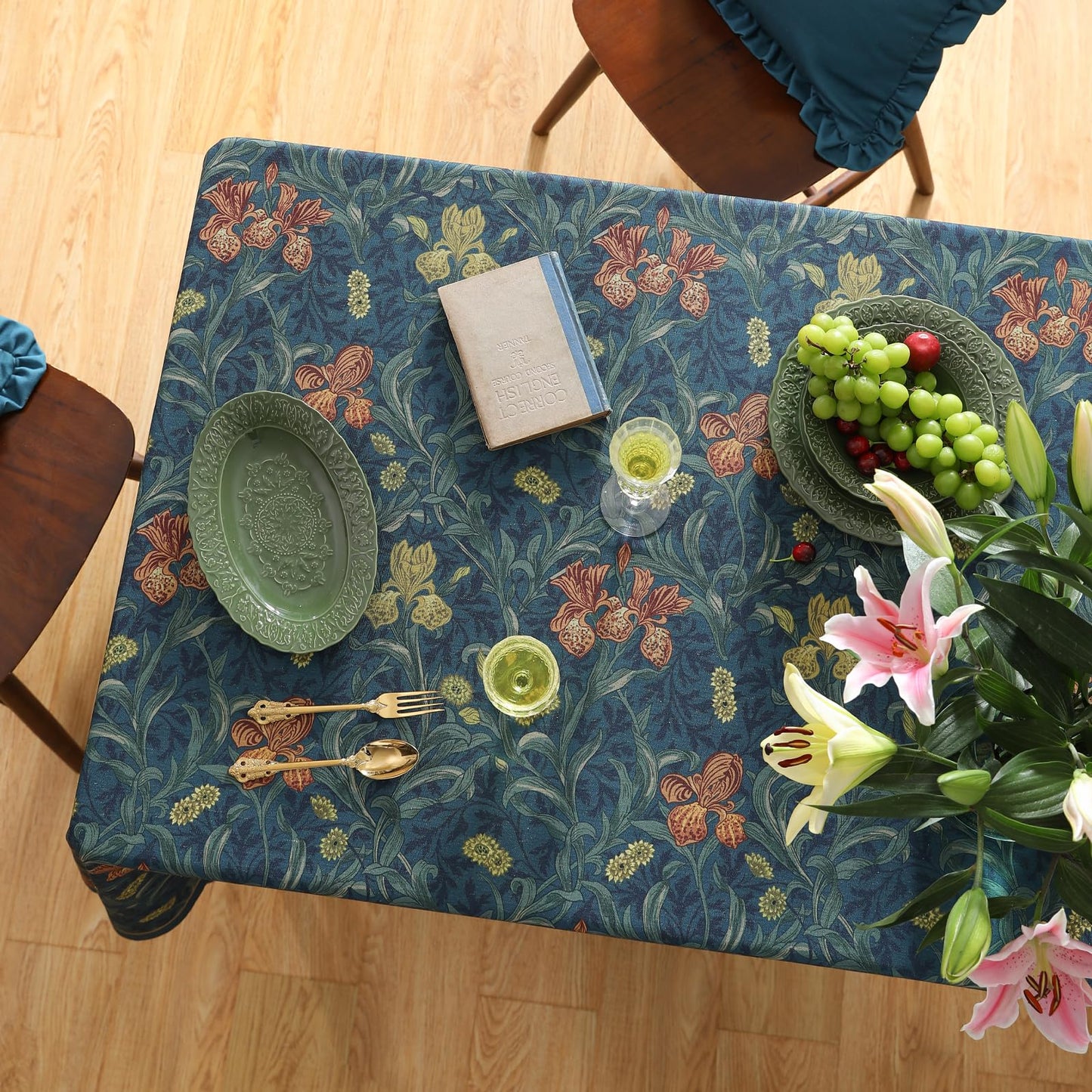 patdrea Vintage French Linen Tablecloth,Rectangular,110"x63"-Herbert C