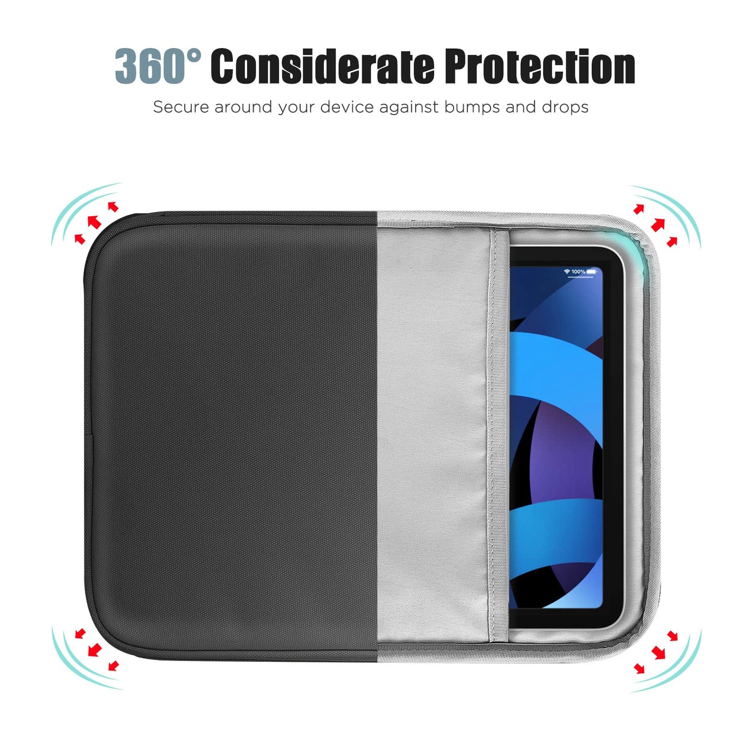TiMOVO 9-11" Tablet Sleeve for iPad 11-inch A16 2025, iPad 10.9"/10.2", Galaxy Tab A9 Plus 11", Protective Bag with Pocket, Black