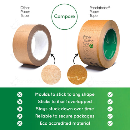 Pandabode Kraft Paper Packing Tape 48mm x 50m | Brown Paper Tape for Strong Parcel Packaging | 1/3/6/12 Pack | Recyclable & Eco Friendly (3)