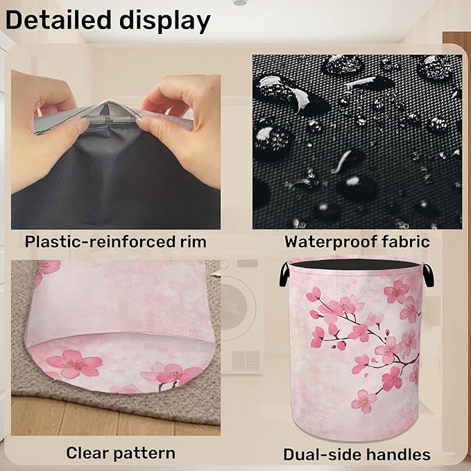 Pink Cherry Blossoms Laundry Basket