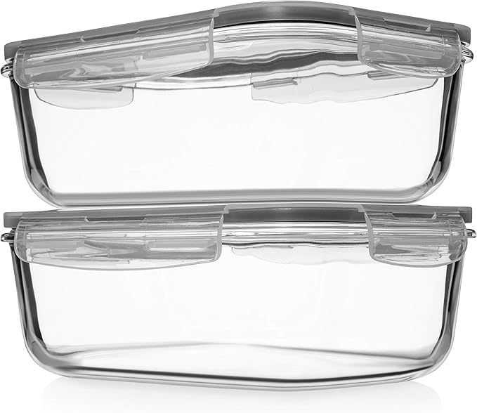 8 Cups/ 63 Oz 4 Piece Large Glass Food Storage/ Baking Containers