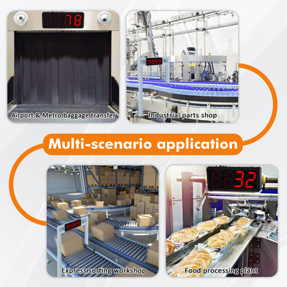 JIAWANSHUN Digital Counter 4-inch Large LED Display Counts Up to 9999 Infrared Sensor Counter for Conveyor Belts Automatic Counting Input AC100-240V Output DC12V