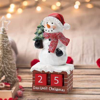 Snowman Statue for Christmas Decorations-Days Until Christmas Countdown Calendar,Xmas Snowman Figurines Decor for Shelf Table Mantel,Winter Holiday Home Decorations Indoor,Xmas Gifts