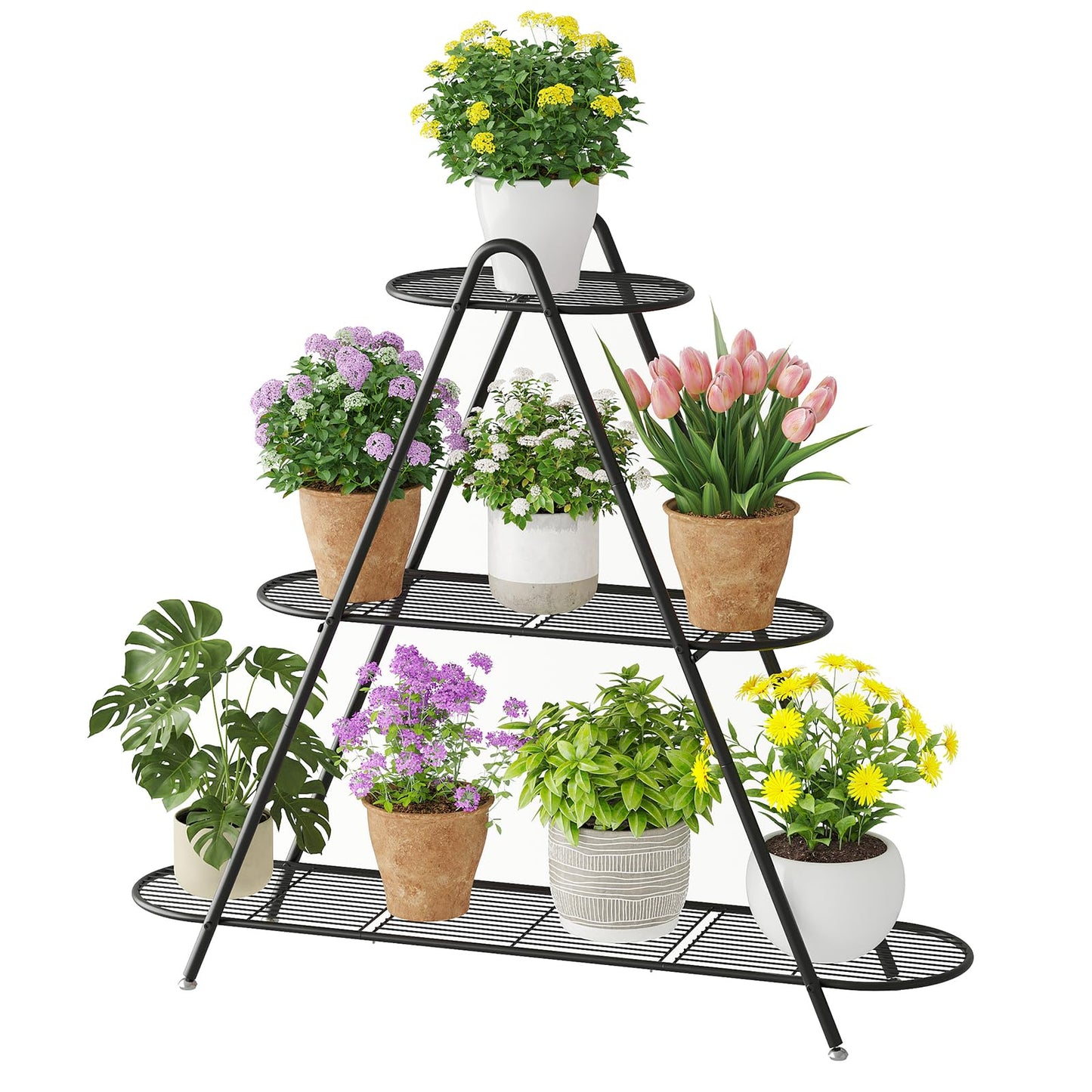 STDDRE Plant Stand Indoor Plant Shelf Outdoor Corner Tall Plant Rack 3-Tier Large Metal Plant Holder Heavy-Duty Flower Rack for Patio,Living Room,Garden Decor (Black)