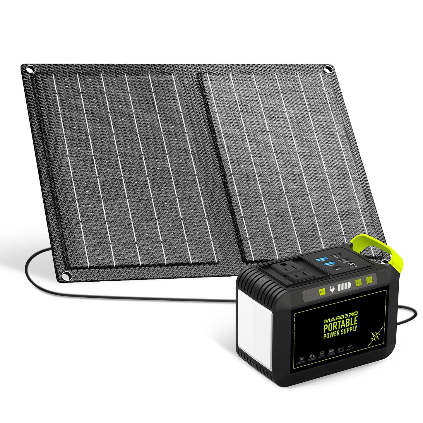 MARBERO Portable Power Station 88Wh Camping Lithium Battery Solar Generator Fast Charging with AC Outlet 120W Peak Power Bank(Solar Panel Optional) for Home Backup Outdoor Emergency RV Van Hunting