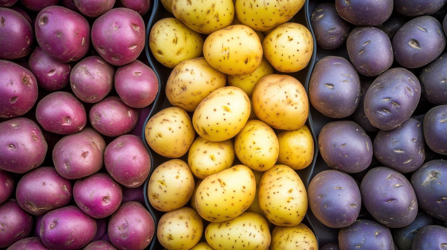 Seed Potatos Grow Pack - 3 Types, Yukon Gold, Red Pontiac, Purple Majesty - Pick the Weight You Want- Get All 3 Types (6 Pounds - 2 Pounds of Each Type) Easy to Grow, Great Flavor