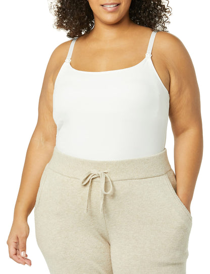 Amazon Essentials Women's Maternity Nursing Friendly Camisole with Adjustable Straps and Built-in Shelf Bra, Pack of 2, White, M