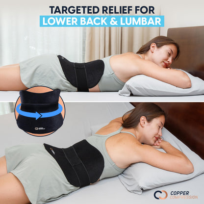 Copper Compression CopperFreeze™ Back & Stomach Wrap Hot & Cold Therapy Support for Pain, Muscle Soreness, Cramps, and Injury Recovery – 360° Copper Infused Relief for Lumbar, Lower Back, and Abdomen