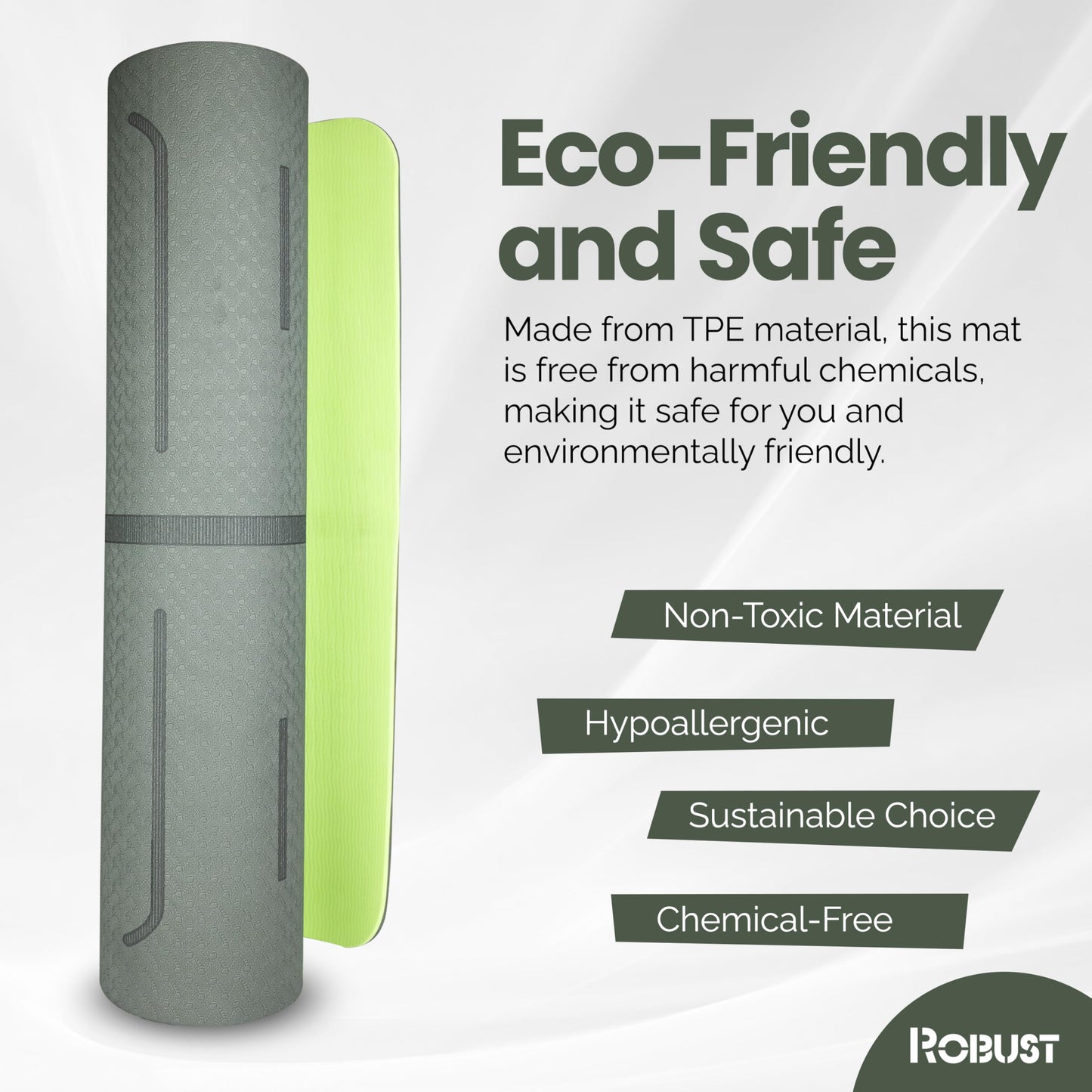 Robust Non-Slip Yoga Mat with Strap, 1/4" Thick TPE Eco-Friendly Workout Mat for Yoga with Position Lines and Texture Surface, Gym Mat for Women, Men, Pilates and Exercises Anti-Tear Sweat-Proof Exercise Mat