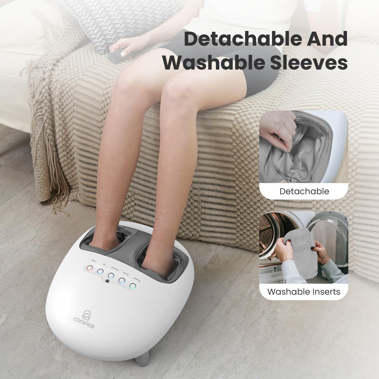 COMFIER Shiatsu Heated Foot Massager with Heat for Plantar Fasciitis Neuropathy, Deep Kneading Vibration Feet Massager for Mon Dad Men Women-Home Office Use