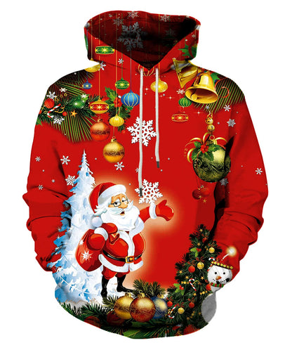 LAIDIPAS Happy Christmas Hoodies for Men Women Unisex Funny Graphic Sweatshirt for Christmas Party XL