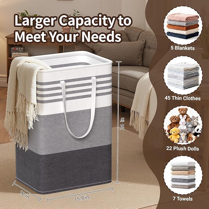 WOWBOX 2 Pack Laundry Hampers Baskets, Freestanding Dirty Clothes Hampers