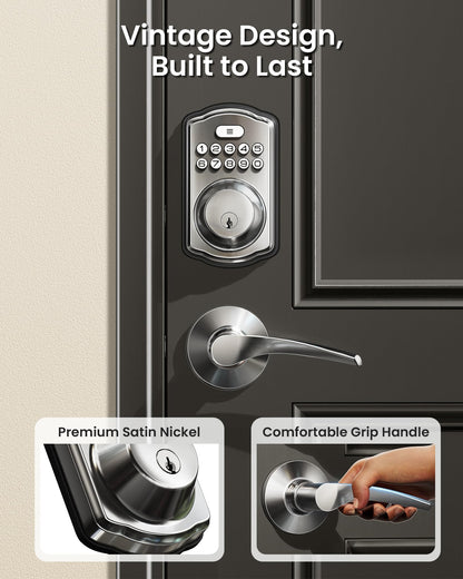 Veise Keyless Entry Door Lock with 2 Lever Handles - Electronic Keypad Deadbolt, Easy Installation Digital Smart Front Door Lock Set, Oil Rubbed Bronze