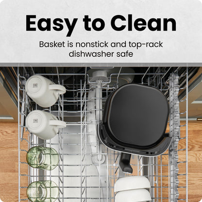 Chefman 5.7L Air Fryer, Touch Controls with 4 Presets, Compact Air Fryer with Hi-Fry Technology for Extra Crisp, Quick & Easy Meals, Nonstick & Dishwasher Safe Basket, Black