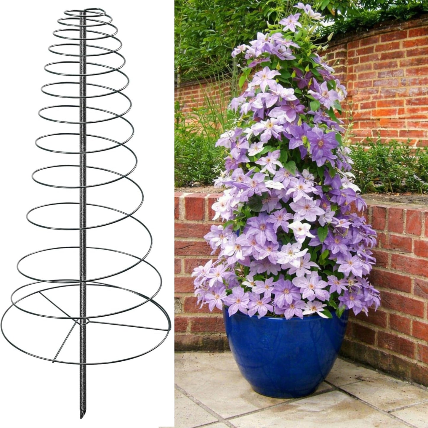 Spiral Frame Trellis for Climbing Plants Outdoor Indoor - 44" Adjustable Heavy Duty Metal Garden Plant Support with Anti-Wobble Screws,for Pole Beans,Tomato, Sweet Pea,Clematis,Potted Plants,Vine