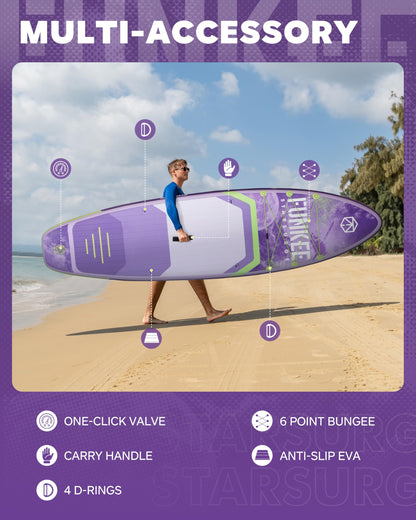 FUNKEE 11’×34"×6" Extra Wide Inflatable Stand Up Paddle Board, Sup Board with Removable Fins, Backpack, Floating Paddle, Safety Leash, Floating Phone Case for Adults & Youth of All Skill Levels