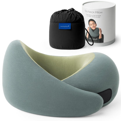 Ostrichpillow Go Neck Pillow - Premium Memory Foam Travel Pillow, 360º Ergonomic Design, Asymmetrical Sides, Travel Bag Included, Washable Modal Cover