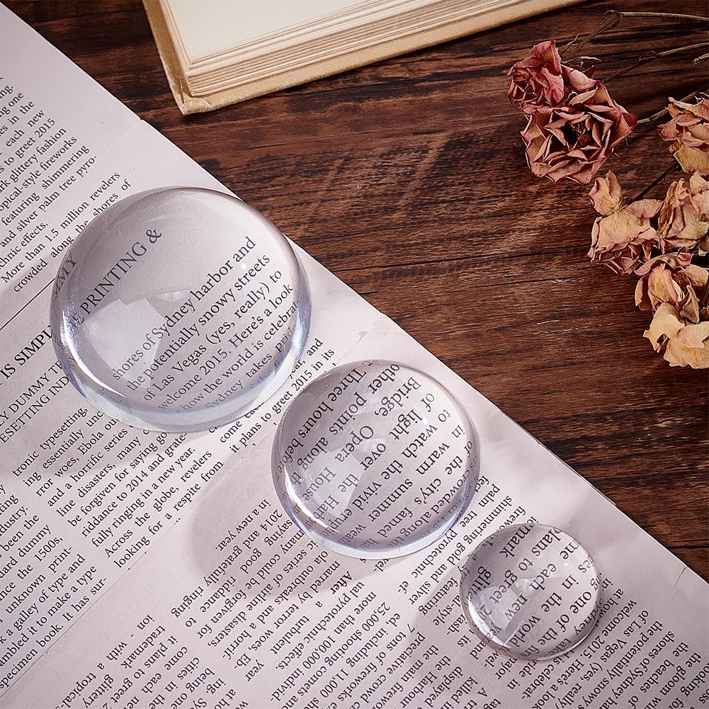 PH PandaHall 3pcs Crystal Dome Paperweight Glass Paperweight Magnifying Round Glass Block Office Desktop Accessories Funny Office Keepsake Gift Tabletop Dector for Reading Home 1.5/2.3/3.1 inch