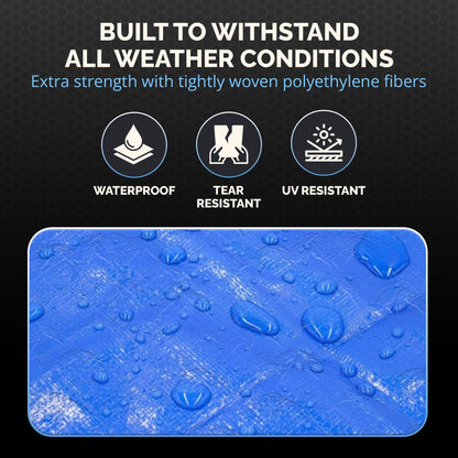 Dry Gear Tarps 40x60 Blue Tarp Waterproof – 5 MIL Thick Tarpaulin Outdoor Cover - Multipurpose Protection Poly Tarp for Camping, Tent, Roof, Patio, Pool, Floor, Furniture, Boat, Truck Beds, Pack of 1