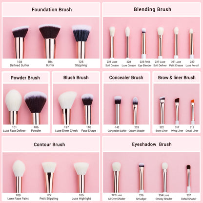 Jessup Brand 25pcs Professional Makeup Brush Set Beauty Cosmetic Foundation Powder Blusher Eyeshadow Blending Highlight Concealer Natural-Synthetic Hair Brushes Set (Pearl White/Silver)