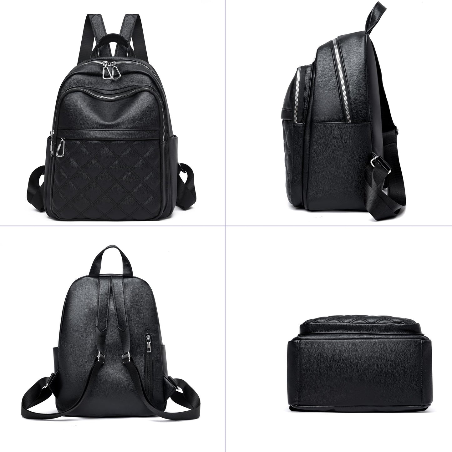 Travistar Backpack Womens Fashion Rucksack Bag PU Leather Backpack for Women Ladies Backpacks Anti Theft Casual Daypack for Leisure, Travel, School (Black)