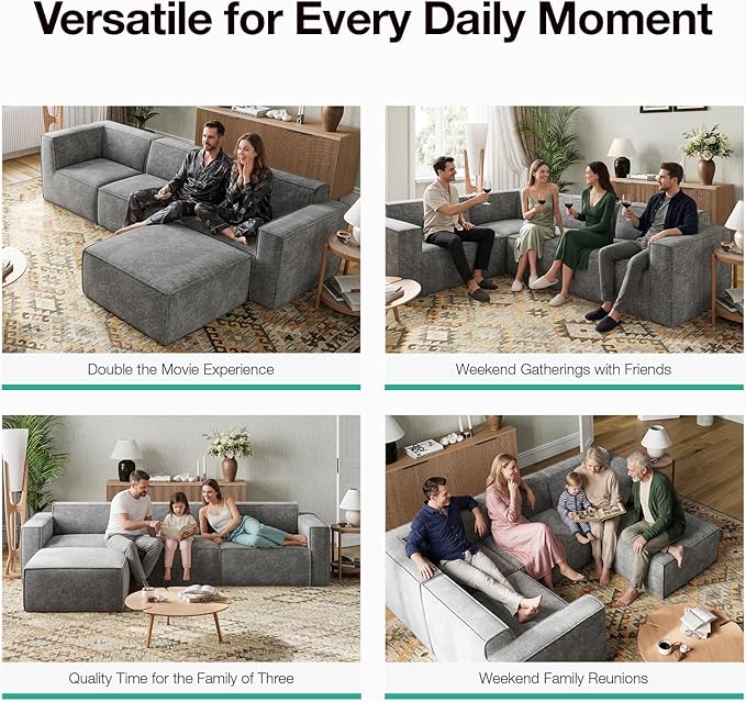 Novilla Modular Sectional Sofa, No Assembly Cloud Sectional Couch