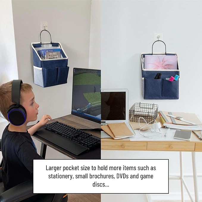 2pcs Wall Hanging Storage Bag, Small Door Closet Linen Fabric Pockets Organizer