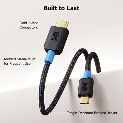 Cable Matters Braided USB C to Micro USB Cable - 6.6ft, [3A/15W Charging, 480Mbps Data] MicroUSB to USBC Cable, Micro-B 2.0 Cord for Game Controller, Camera, GPS, Dash Cam, and More, Black