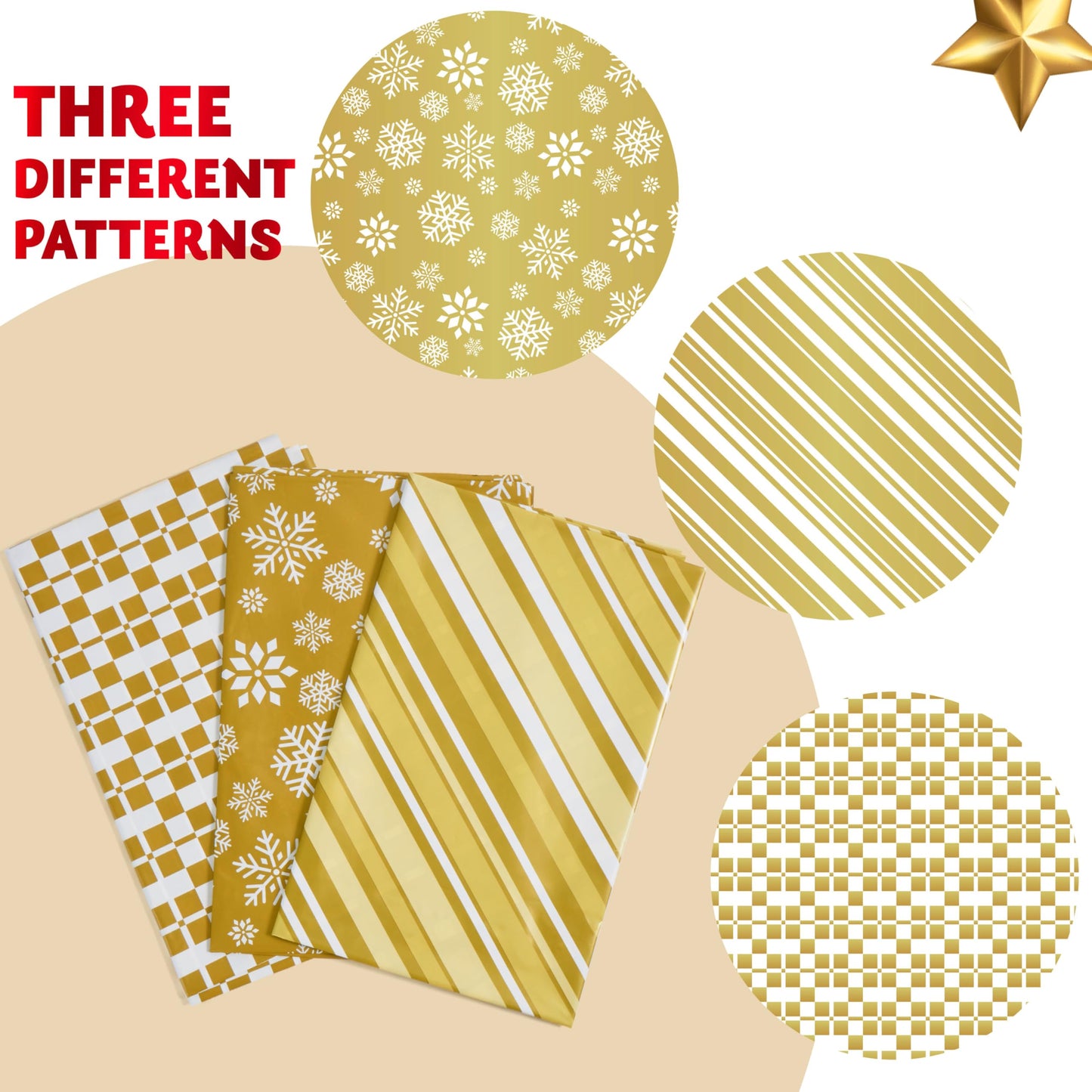 JOYIN 3 PCS 56”x36” Jumbo present Bags Parties Gold for Xmas Large Holiday Plastic Gift Bag, Christmas Decorations, Carry-on Luggage, Large Toys and Stuffed Animals